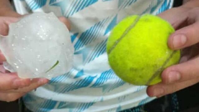 Granizo en Maipú, San Martín y Junín. El tamaño llegó a una pelota de tenis. (Gentileza Twitter @matipascualetti)