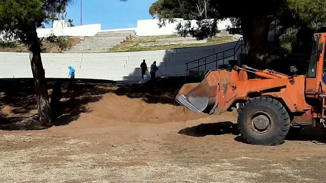 Continúa los trabajos en el anfiteatro y el playón del Parque San Martín