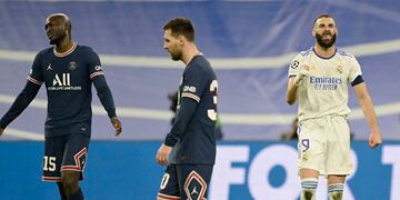 La frustración de Leo Messi tras la derrota del PSG y el festejo de Karim Benzema, el héroe del Real Madrid.
