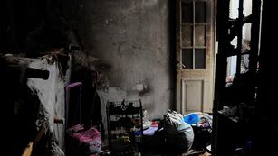 La habitación de las víctimas quedó destruida por el fuego.