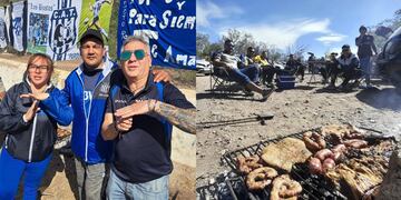 El asado es el "brunch" de los hinchas de Talleres que viajaron más de 600 kilómetros para alentar.