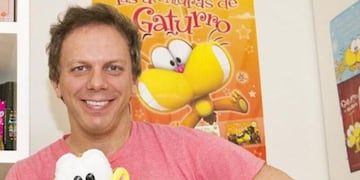 Nik con Gaturro, el dibujo que lo catapultó a la fama.