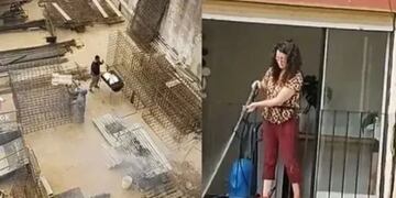 La mujer se hartó del humo de la parrilla y les apagó el asado con una hidrolavadora.