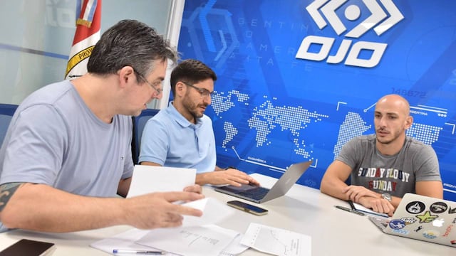 El gobernador Maximiliano Pullaro se reunió con el ministro de Justicia y Seguridad, Pablo Cococcioni, y Esteban Santantino.