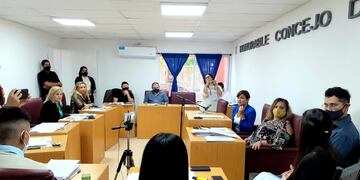 La sesión en la que el Concejo Deliberante de Santa Rosa trató el proyecto presentado por la actual reina departamental de la Vendimia Daniela Vanin. Gentileza MSR