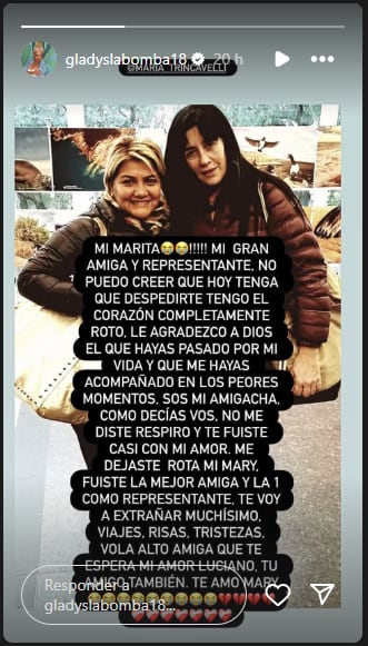 El mensaje de Gladys La Bomba Tucumana por la muerte de su representante