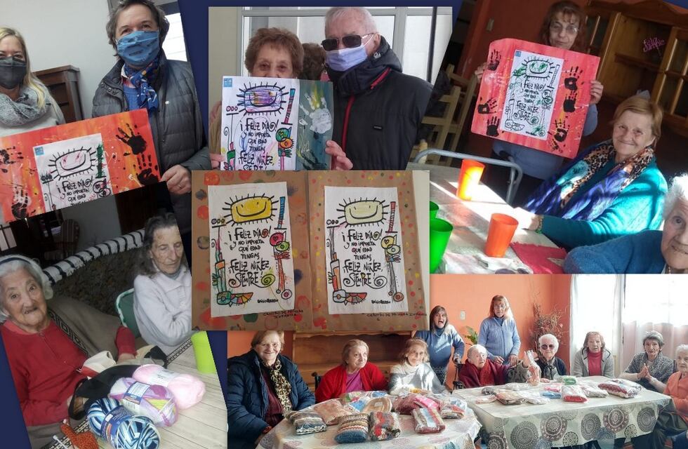 Adultos Mayores tejieron para los niños de los Centros de Primera Infancia y recibieron dibujitos en agradecimiento