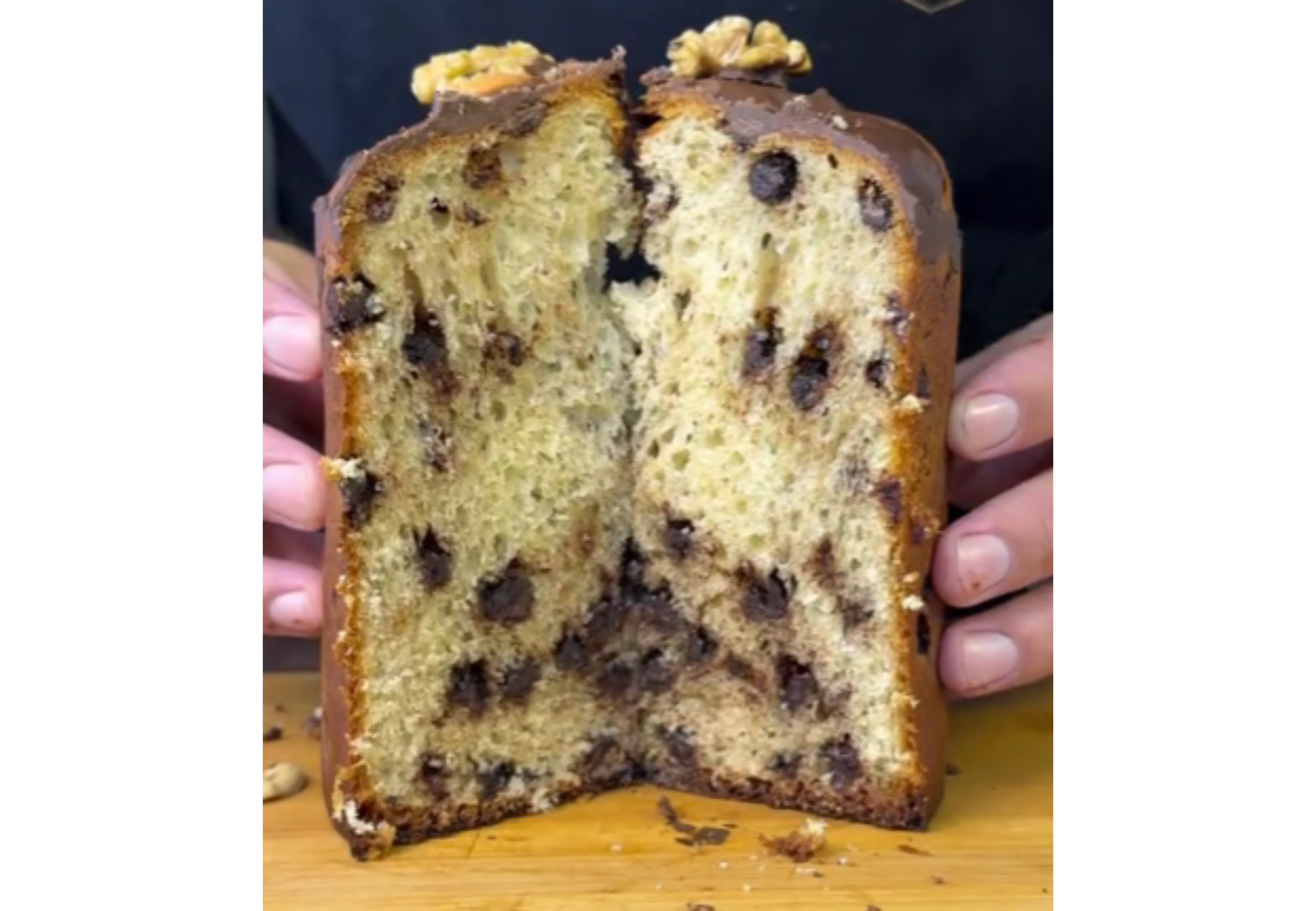 Así queda el pan dulce por dentro.