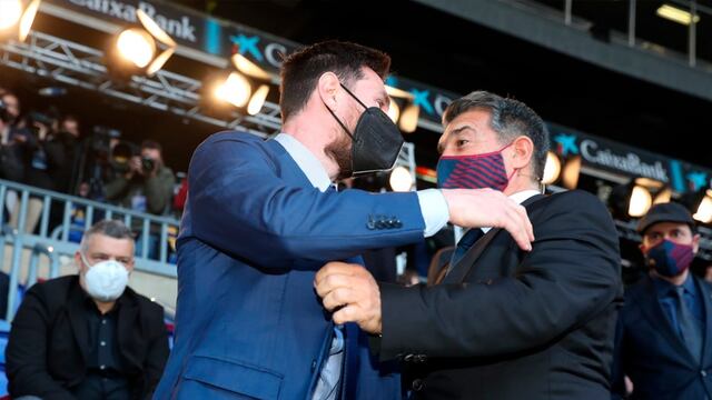 Lionel Messi y Joan Laporta. Gentileza: @FCBarcelona_es