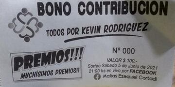 Lanzan un bono contribución a beneficio Kevin Rodríguez