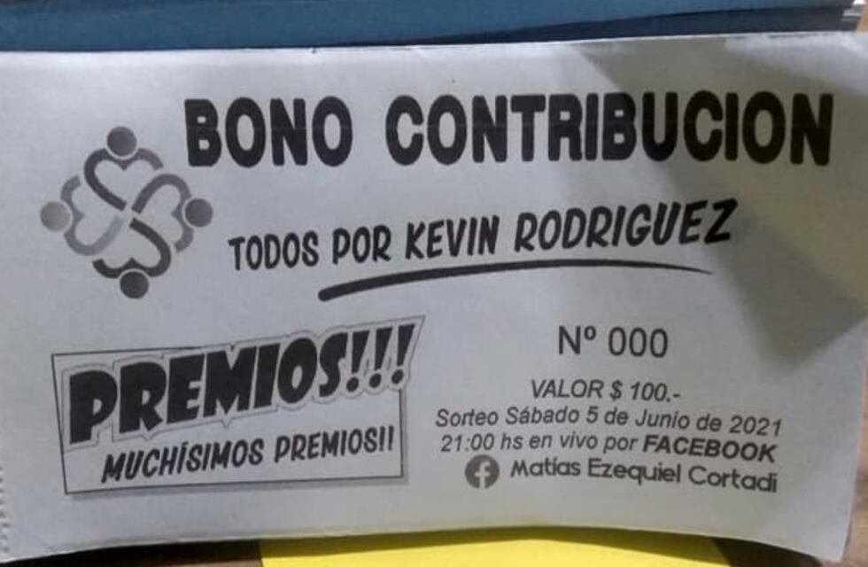 Lanzan un Bono Contribución a beneficio Kevin Rodríguez