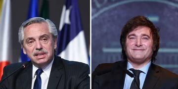 Alberto Fernández y Javier Milei (Archivo).