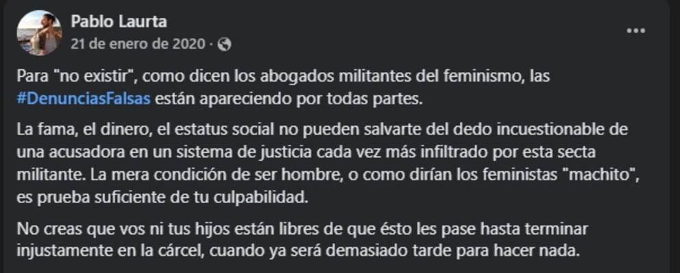 Los posteos de Pablo Laruta en redes sociales.