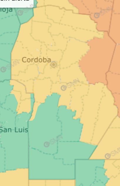 Dónde rige alerta naranja por tormenta en Córdoba.