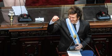 El presidente Javier Milei inauguró por primera vez las sesiones ordinarias del Congreso (Foto: Federico López Claro)