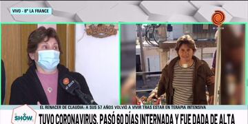 Claudia estuvo intubada por casi cuatro semanas. (Captura de video).