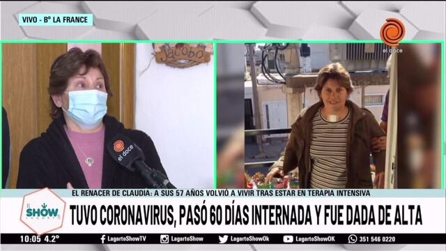 Claudia estuvo intubada por casi cuatro semanas. (Captura de video).