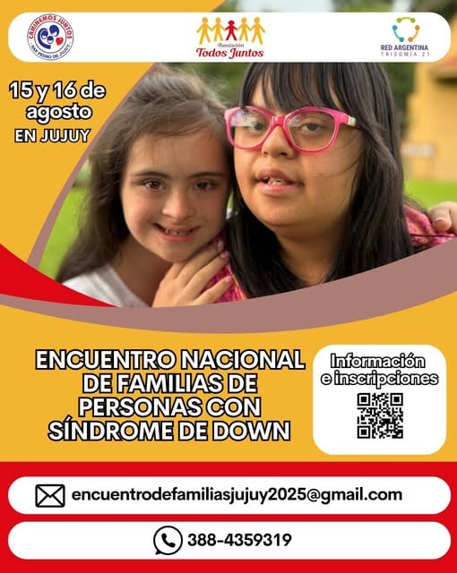 Pieza gráfica que anuncia la realización en Jujuy del sexto Encuentro Nacional de Familias de Personas con Síndrome de Down.