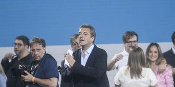 Sergio Massa en el búnker de Unión por la Patria la noche del balotaje (Foto: Federico López Claro)