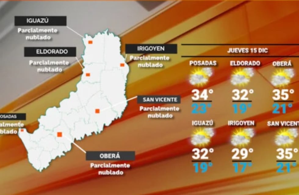 Se mantiene el tiempo cálido y estable para este jueves en Misiones