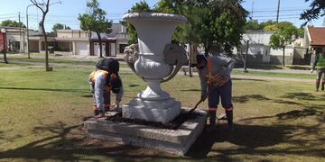 Trabajos en los espacios públicos de Rafaela