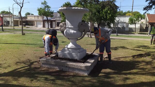 Trabajos en los espacios públicos de Rafaela