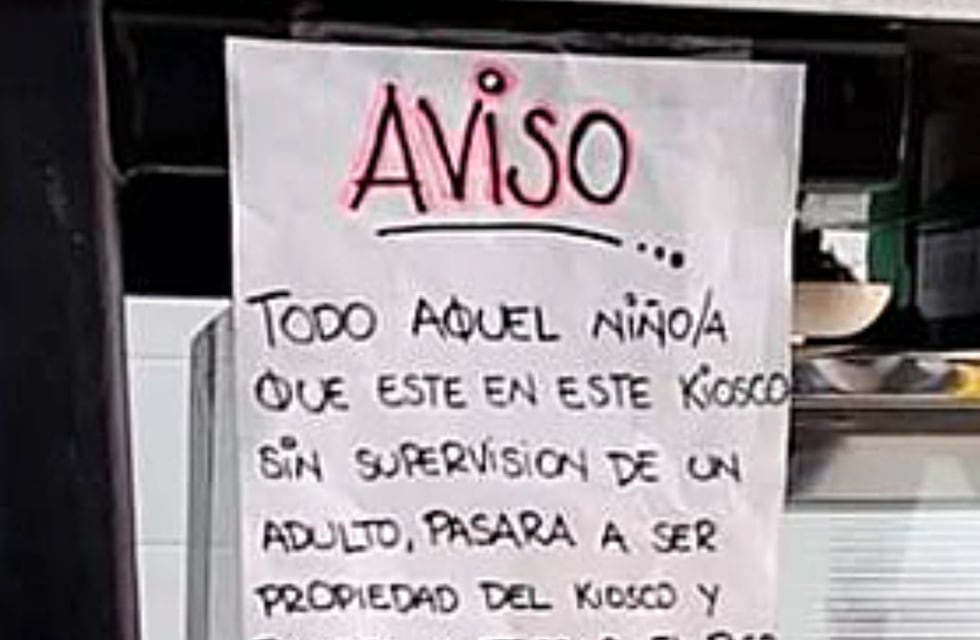 El simpático cartel de un local cordobés: “Niño sin supervisión pasará a ser propiedad del kiosco”