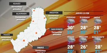 Este jueves llegan las lluvias y tormentas a Misiones.