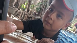Foto que le tomaron a Loan durante el almuerzo en la casa de su abuela Catalina Peña del día que desapreció.