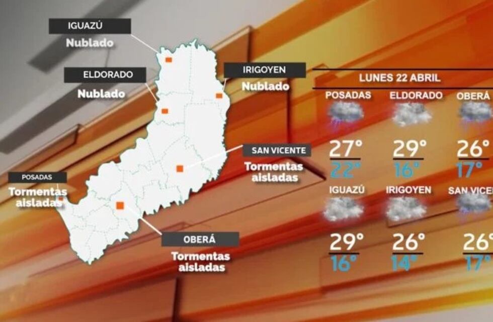 Inicio de semana con posibles lluvias y tormentas en Misiones