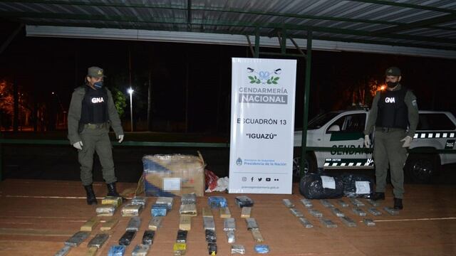 Gendarmería Nacional halló 54 kilogramos de marihuana en Puerto Iguazú. Gendarmería Nacional