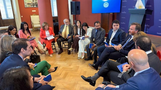 Patricia Bullrich junto a los senadores que integrarán el nuevo bloque de La Libertad Avanza