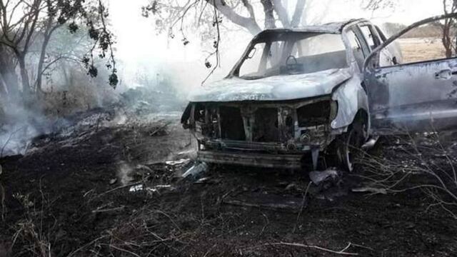 La camioneta incendiada de Verónica fue hallada en la banquina de la ruta provincial 13, cerca de Villa del Rosario.