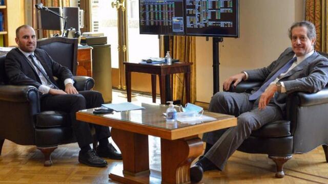 Miguel Ángel Pesce, presidente del Banco Central, junto a Martín Guzmán, el ministro de Economía. (Foto: Ministerio de Economía)