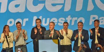 Elecciones 2023. Juan Schiaretti en el Búnker de Hacemos por Nuestro País. (Facundo Luque / La Voz)