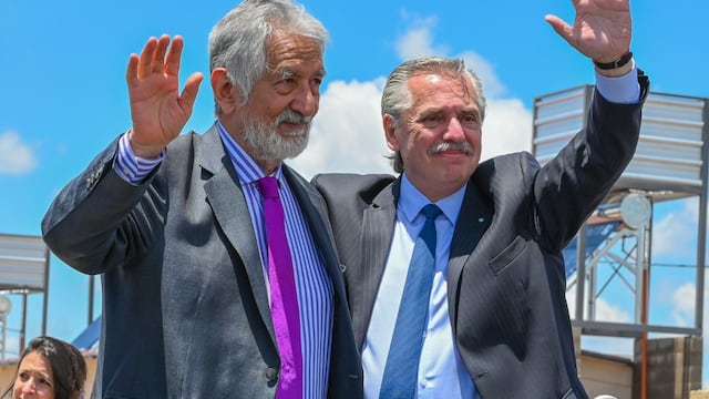 Alberto Fernández en su visita a San Luis, junto al gobernador Alberto Rodríguez Saá.