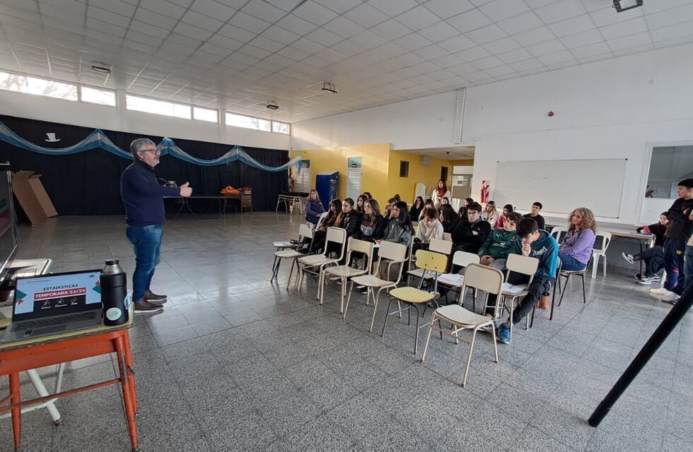 El director de Turismo de Tres Arroyos con estudiantes de la materia de la ES9