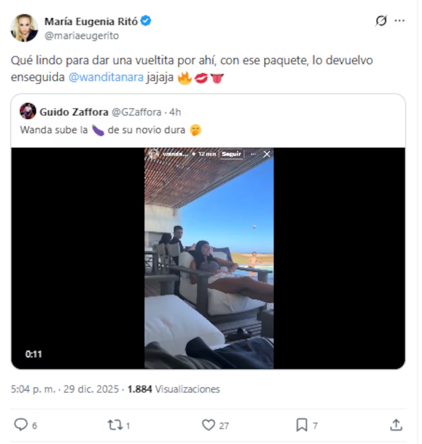 El comentario de María Eugenia Ritó al novio de Wanda Nara