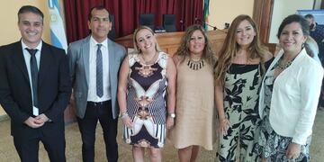 Alejandro Pacheco, "Pele" López Rueda, Tatiana García, Roxana Almirón, Laura Saavedra y Patricia Moreno, Consejeros Escolares de Punta Alta.