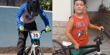 Agustín Bugiolacchi de 9 años, que compite en BMX, recuperó la bicicleta que le habían robado hace días en Godoy Cruz.
