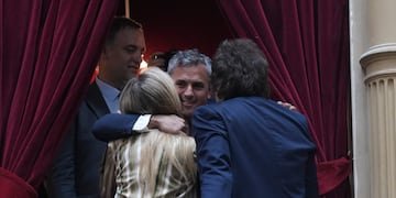 Javier Milei, Karina Milei y Martín Menem en la sesión de jura en la Cámara de Diputados (Foto: HCDN)