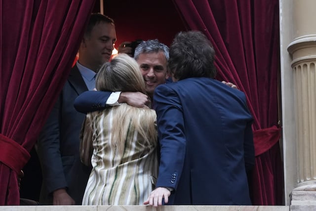 Javier Milei, Karina Milei y Martín Menem en la sesión de jura en la Cámara de Diputados (Foto: HCDN)