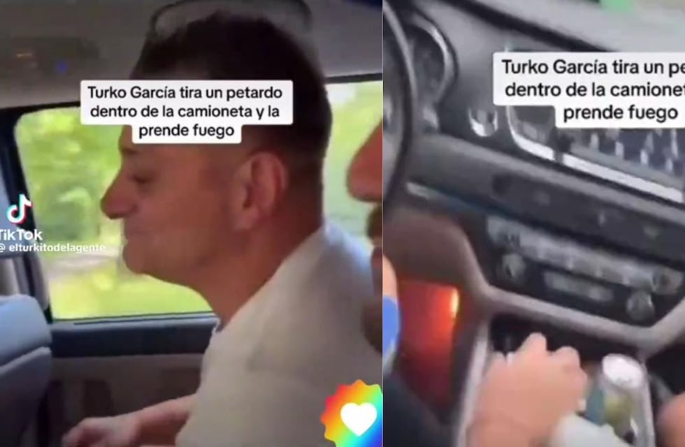 ¡Cuidado! El Turco García hizo una broma y el auto empezó a prenderse fuego