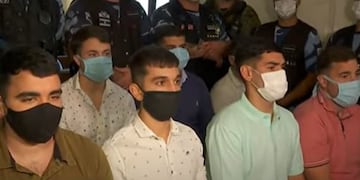 Los rugbiers durante el juicio. Foto: Los Andes.