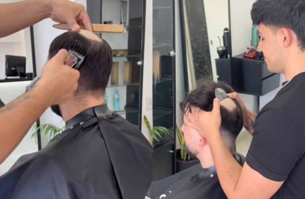 Un joven rompió en llanto al ver cómo un peluquín le cambió la imagen: “No me lo saco nunca más”