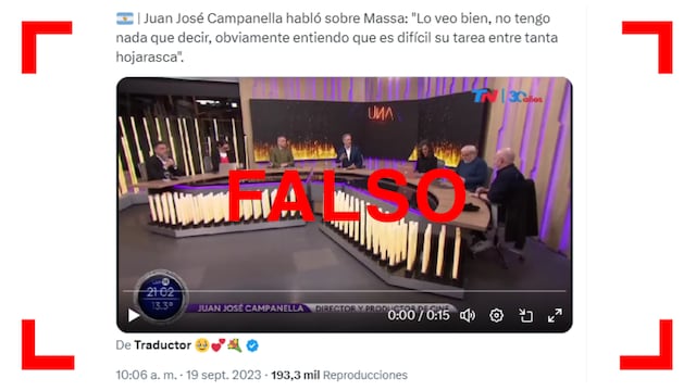 No, Juan José Campanella no dijo “lo veo bien” en referencia a Sergio Massa: el video fue editado.