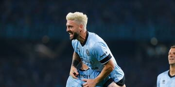 Alejandro Rébola, figura del ascenso con Belgrano en el mano a mano con Instituto (prensa Belgrano).