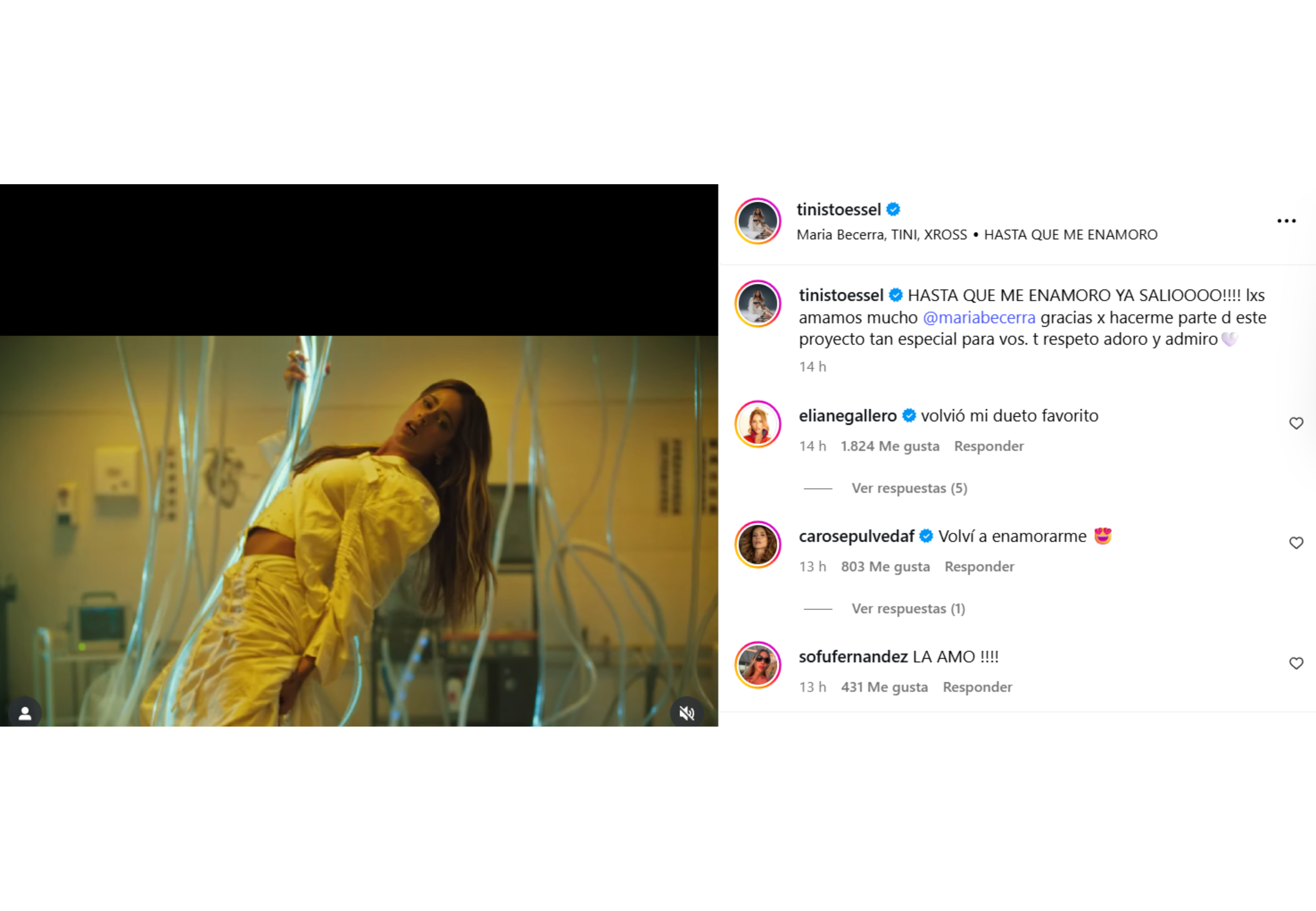 La emoción de Tini al participar del proyecto de María.