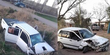 La camioneta y el automóvil que protagonizaron los accidentes.