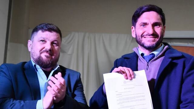 El intendente de Sunchales, Pablo Pinotti y el gobernador de Santa Fe, Maximiliano Pullaro